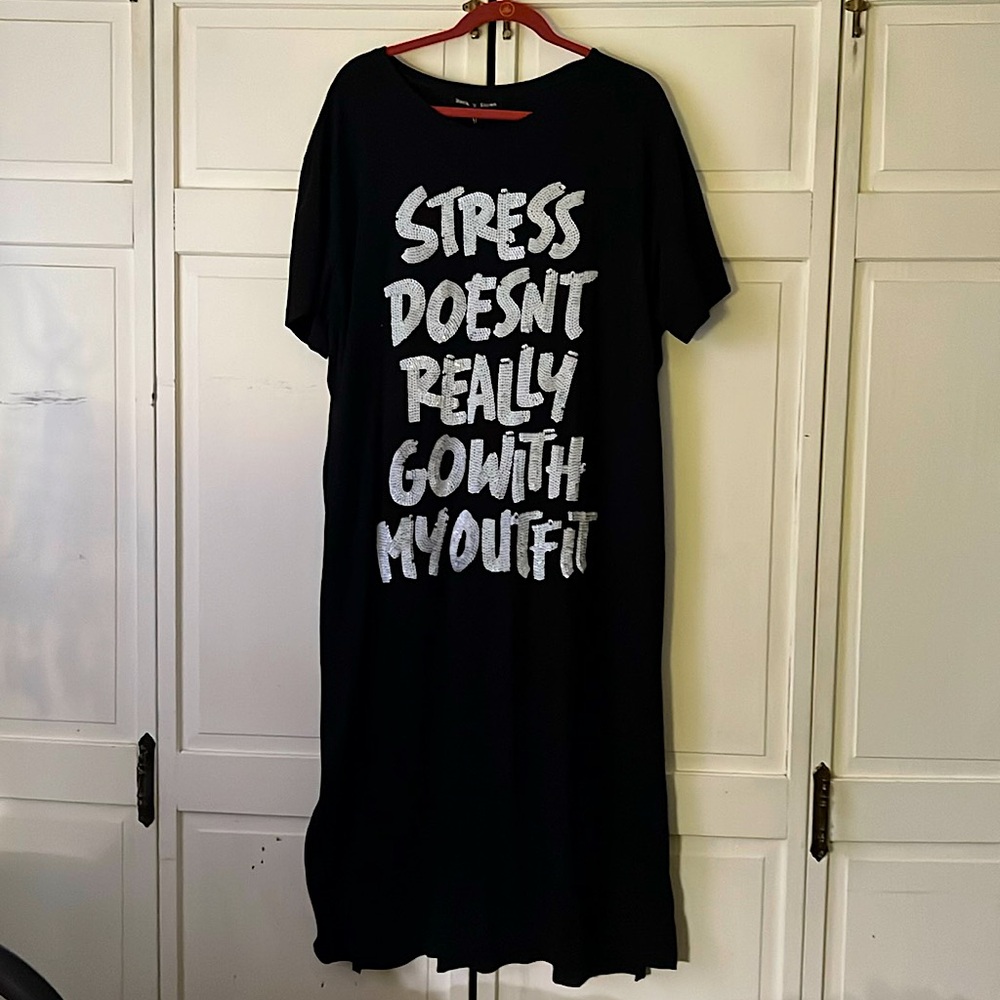 Rock N Karms long Tunic with slit graphics sequins